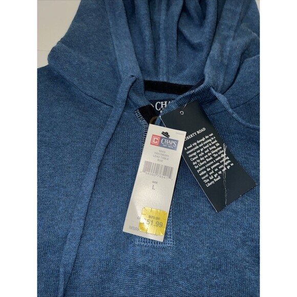 Chaps NWT Terry Hoodie Sweatshirt, Medium, Blue, Button Large - Picture 5 of 8